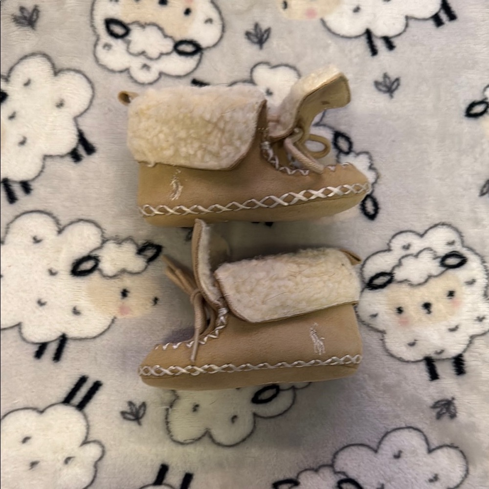 Ralph Lauren Tan and Cream Suede Boots